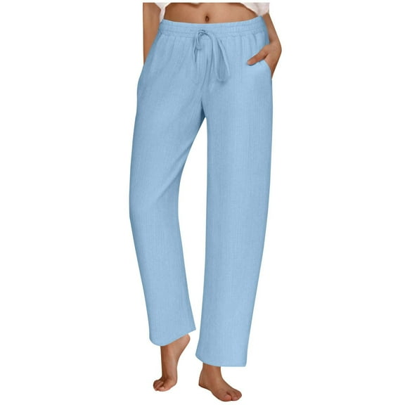 CheerKidz Women's Quick-Dry Sport Pants Lightweight Elastic Waist Casual Trousers with Pockets Loose Fit for Yoga Gym Active Wear(Light Blue,2XL)
