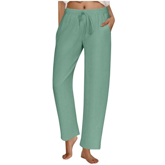 CheerKidz Women's Quick-Dry Sport Pants Lightweight Elastic Waist Casual Trousers with Pockets Loose Fit for Yoga Gym Active Wear(Mint Green,2XL)