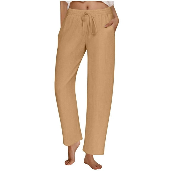 CheerKidz Women's Quick-Dry Sport Pants Lightweight Elastic Waist Casual Trousers with Pockets Loose Fit for Yoga Gym Active Wear(Khaki,XL)