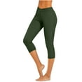thumbnail image 1 of CheerKidz Women's Slim Fit Capri Pants, Summer Solid Color Elastic Waist Yoga Gym Pants with Splicing Design Lightweight Quick-Drying Workout Pants(Army Green,M), 1 of 6
