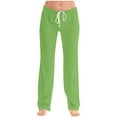 thumbnail image 1 of CheerKidz Women's Solid Color Wide Leg Pants High Waist Casual Comfy Fashion Elastic Waist Trousers with Drawstring Long Pajama Pants for Summer (Green,L), 1 of 5