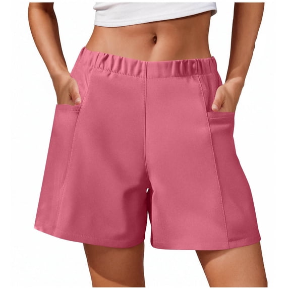 CheerKidz Women's Streetwear Jogger Pants Hippie Punk Style Casual Loose Overalls Short Pants with Pockets Solid Color Baggy Summer Pants(Hot Pink,S)