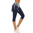 thumbnail image 1 of CheerKidz Women's Summer 2-Piece Yoga Pants Set Vacation Skirt with Sports Shorts High Waist Elastic Waistband Comfy Athletic Outfit Calf Length Short Pants(Navy#1,L), 1 of 6