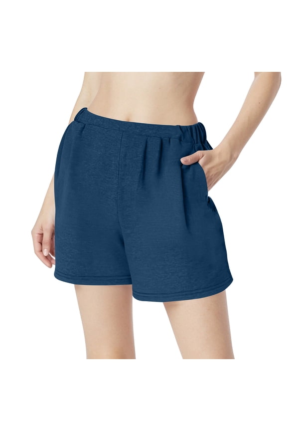 Women's Summer Elastic Waist Shorts with Side Pocket Casual Solid Color Short Pants Quick Drying Athletic Running Shorts(Navy,S)