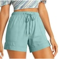 thumbnail image 1 of CheerKidz Women's Summer Plus Size Athletic Pocket Shorts High Waist Elastic Drawstring Loose Fit Shorts Quick-Dry Workout Casual Shorts(Light Blue#1,L), 1 of 9