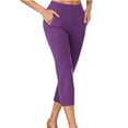 thumbnail image 1 of CheerKidz Women's Summer Slim Fit Capris Pants Solid Color Casual Temperament Ankle-Length Pants Workout Shorts with Pocket(Purple,XL), 1 of 6