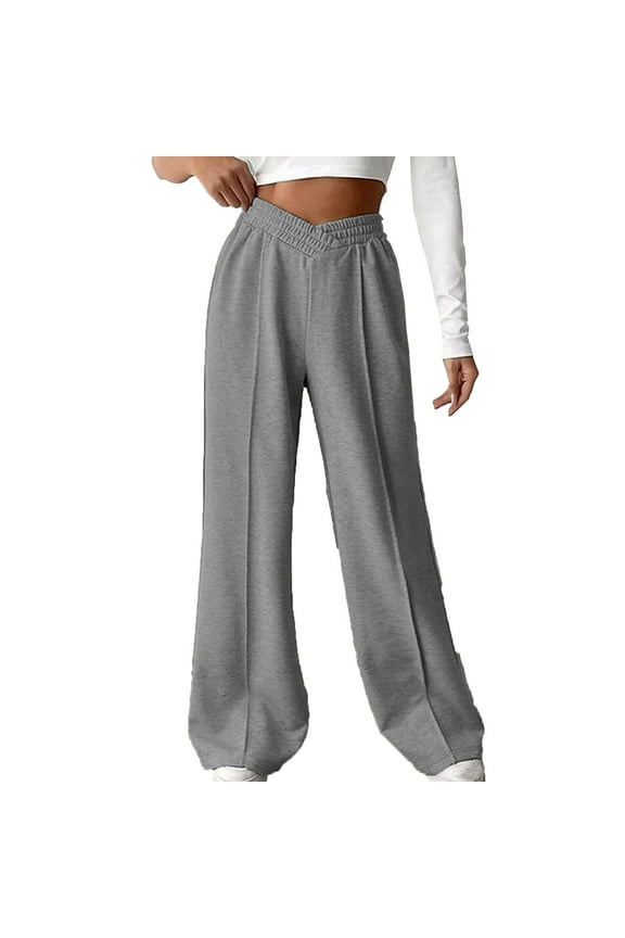 Womens Solid Color Comfortable Casual Yoga Pants Women V High Waist Athletic Flare Yoga Leggings Bell Bottom Loose Wide Leg Pants(Dark Gray,M)