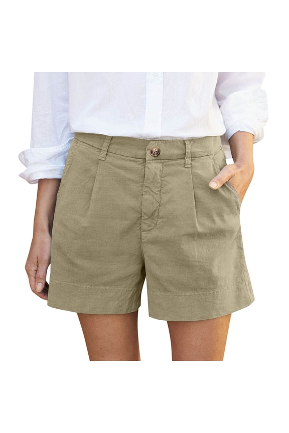 Womens Summer Casual High Waist Solid Color Shorts Wide Leg Pleated Zippered Wrap Hem Wide Leg Shorts with Pockets
