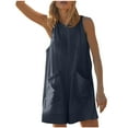 thumbnail image 1 of CheerKidz Womens Summer Rompers Casual 1 Piece Hot Shot Oversized Overall Sleeveless Athletic Workout Short Jumpsuit with Pockets(Navy,2XL), 1 of 8