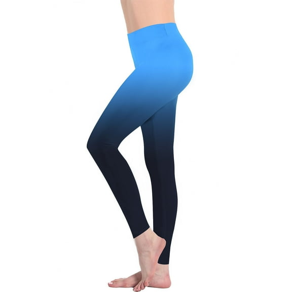 CheerKidz Yoga Pants for Women's Gradient Color Tummy Control Leggings Casual Hip Lifting Active Gym Pants Stretch High Waisted Workout Leggings(Blue,S)
