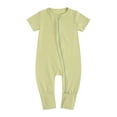 thumbnail image 1 of CheerKidz Cute Solid Color Short Sleeve Double Zipper Romper for Toddler Baby Boys Girls Perfect for Outdoor Adventures and Casual Wear 0-3 Years(Green,6-12Months), 1 of 9