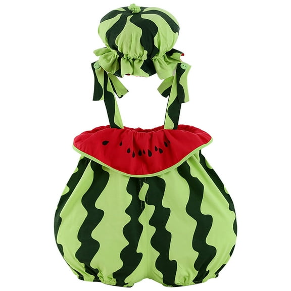CheerKidz Cute Watermelon Shapes Print Romper and Hat Set for 0-18 Months Toddler Baby Boys and Girls Fashion Casual Outfit for Comfortable and Versatile Wear(Green,9-12 Months)