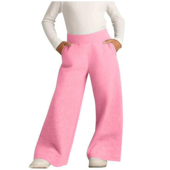 CheerKidz Girls Boys Kids Fleece Lined Jogger Pants with Pockets Loose Fit Athletic Casual Winter Warm Running Trousers for Children Playwear School Outdoor Active Wear(Pink,14-15 Years)