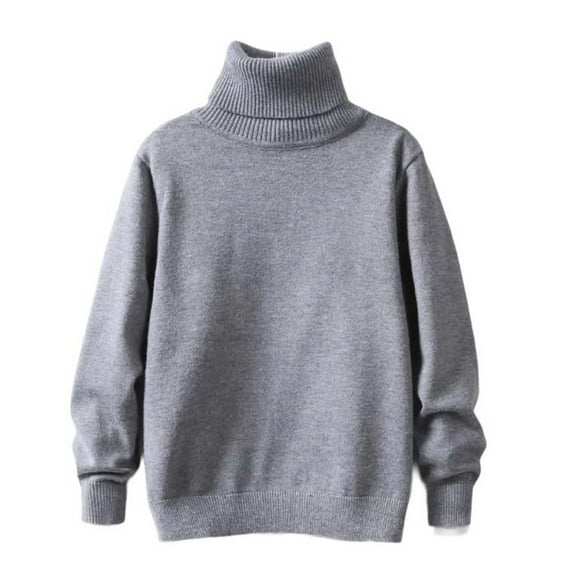 CheerKidz Girls and Boys Pullover Sweaters Oversized Long Sleeve Turtleneck Knit Sweater Casual Solid Color Warm Pullover Tops for 2-12 Years(Gray,3-4 Years)