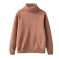 thumbnail image 1 of CheerKidz Girls and Boys Pullover Sweaters Oversized Long Sleeve Turtleneck Knit Sweater Casual Solid Color Warm Pullover Tops for 2-12 Years(Khaki,11-12 Years), 1 of 3
