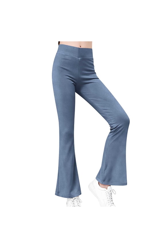 Girls Kids Flared Leggings Yoga Pants for Girls Youth Stretchy Comfortable Active Wear Workout Running Dance Playwear Casual Trousers for School Outdoor Sports(Navy,6 Years)