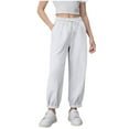 thumbnail image 1 of CheerKidz Girls Straight Leg Sweatpants Loose Joggers Thickened Fleece Lined Casual Pants with Pockets for Kids Everyday Wear Play School Running Sports Activities(White#1,4-5 Years), 1 of 4