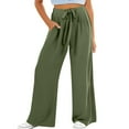 thumbnail image 1 of CheerKidz Girls Wide Leg Pants Casual Elastic Waist Pocket Pants Solid Color Loose Fit Comfortable Everyday Wear Soft Breathable Flowy Trousers(Army Green,5-7 Years), 1 of 5