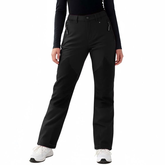 CheerKidz Kids Colorblocked Fleece Lined Ski Pants Water Repellent Outdoor Snow Pants with Reinforced Knees and Zippered Pockets for Active Boys and Girls Cold Weather Play(Black,12 Years)