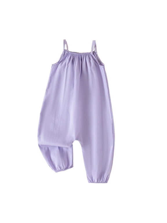 Kids Jumpsuit Playsuit Romper Summer Outfit for Toddler Girls Cute Spaghetti Strap Elastic Rompers Loose Fit Onesie Jogger Pants