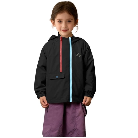 CheerKidz Kids Windproof Waterproof Softshell Jacket Two Piece Set 3 In 1 Outdoor Sportswear Long Sleeve Hooded Coat for Hiking and Casual Wear for Boys and Girls(Black,2-3 Years)