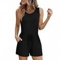 thumbnail image 1 of CheerKidz Ladies Summer Sleeveless Jumpsuit Drawstring Straps Double Pocket Casual Tank Romper Beach Cover Up(Black,XL), 1 of 7