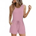 thumbnail image 1 of CheerKidz Ladies Summer Sleeveless Jumpsuit Drawstring Straps Double Pocket Casual Tank Romper Beach Cover Up(Pink,S), 1 of 7