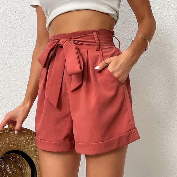 CheerKidz Summer Casual Cropped Shorts for Women's Solid Straight Pockets Design Straight Pants for Comfortable and Lightweight Wear
