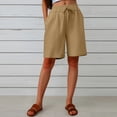 thumbnail image 1 of CheerKidz Summer Casual Linen Pants for Women Fashion Half Shorts Drawstring with Elastic Waist, Buttons, and Pockets for Everyday Wear, 1 of 3