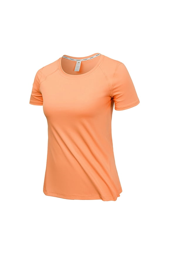 Summer New Round Neck Breathable Sweat-absorbing Casual Sportswear Women's Short Sleeved Drying Friendly Workout Beach Fashion Summer Short Sleeve Shirts(Orange,XL)