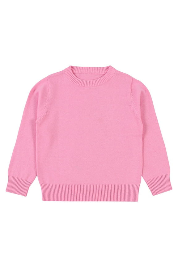 Toddler Baby Boys Girls Cotton Knitted Sweater Warm Solid Color Pullover Tops Fall Winter Clothes Sweatshirt Long Sleeve Candy Base Shirts(Pink,12-18 Months)