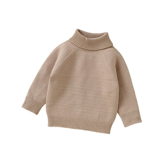 CheerKidz Toddler Baby Boys Girls Knitted Thickening Sweater Warm Cute Soild Pullover Tops Fall Winter Tops Children's Soft Knitwear(Khaki#2,0-1 Months)