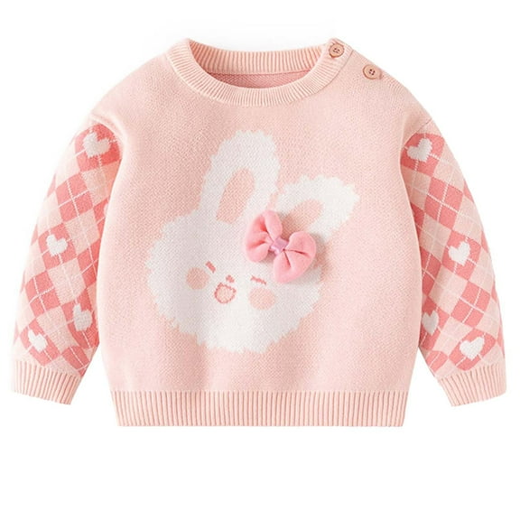 CheerKidz Toddler Baby Girls Boys Knit Sweater Round Neck Long Sleeve Ruffle Pullover Sweatshirt Unisex Children Fall Winter Crewneck Clothes(Pink#6,9 Months)