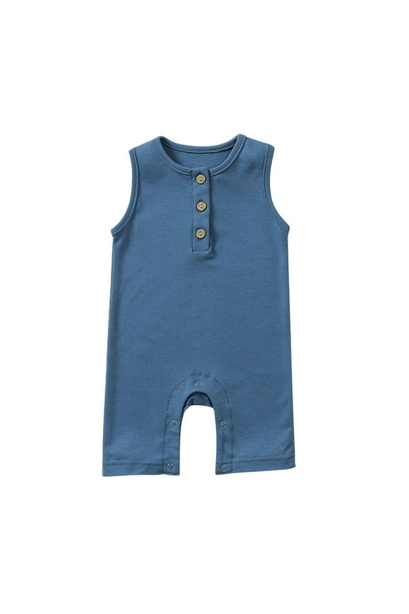 Toddler Baby Girls Boys Sleeveless Romper Solid Color T-Shirt Jumpsuit for Lightweight Comfort and Stylish Summer Outfits 0-24 Months(Navy,3-6 Months)
