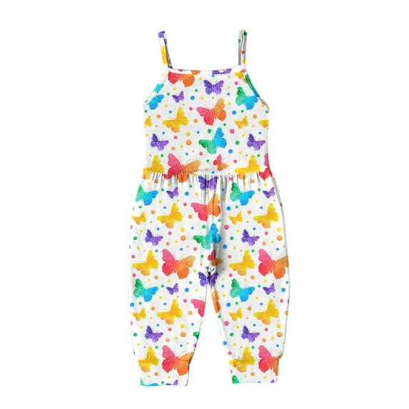CheerKidz Toddler Baby Girls Solid-color Jumpsuit Summer Strap Romper Pants with Pockets,Great for Trendy Looks and Lightweight Comfort 0-5 Years(Multicolor#1,1-2 Years)