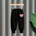 thumbnail image 1 of CheerKidz Toddler Boys and Girls'Solid Color Heart Print Sweatpants 1-11 Years Cute Trousers for Kids,Ideal for Lightweight Comfort and Stylish Wear(Black,10 Years), 1 of 3