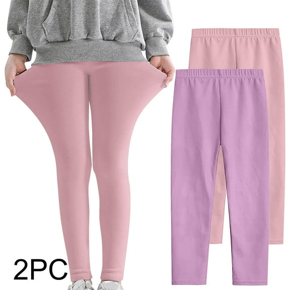 CheerKidz Toddler Girls' 2PCs Soft and Breathable Leggings 3-12 Years Comfortable Pants for Kids,Ideal for Lightweight Comfort and Active Play(Pink#2,3 Years)