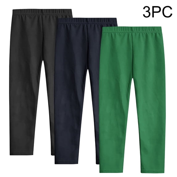 CheerKidz Toddler Girls' 3PC Soft and Breathable Leggings 3-12 Years Comfortable Pants for Kids,Ideal for Lightweight Comfort and Active Play(Green,5 Years)