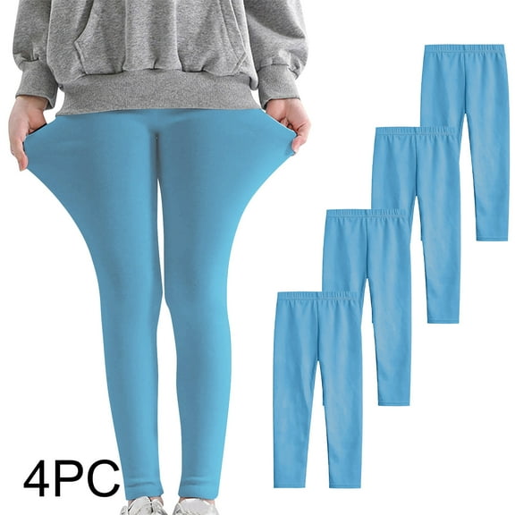 CheerKidz Toddler Girls' 4PCs Breathable Leggings 3-12 Years Soft and Comfortable Pants for Kids,Great for Lightweight Comfort and Everyday Style(Blue,5 Years)