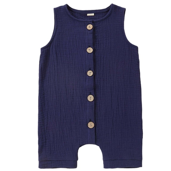 CheerKidz Toddler Kids Solid Color Bodysuit Short Sleeve or Sleeveless Romper Soft Breathable Fabric Comfortable Casual Wear Home Outfit for Boys and Girls Everyday Wear(Navy#1,18-24 Months)