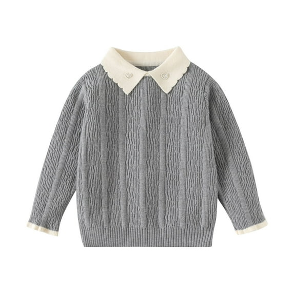 CheerKidz Unisex Kids Sweaters Boys and Girls Long Sleeve Crewneck Fall Knit Tops Cute Pullover Jumper Round Neck Shirts Fall Winter Sweaters(Gray#1,7 Years)