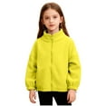 thumbnail image 1 of CheerKidz Winter Childrens Fleece Jacket Casual Cardigan for Boys and Girls Thick Warm Top Soft Breathable Kids Outerwear Turn Down Collar Long Sleeve No Hood Zipper Front(Yellow,5-6 Years), 1 of 9