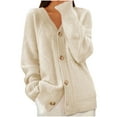 thumbnail image 1 of CheerKidz Women Casual Long Sleeve Button Cardigan Coat Soft Breathable Stylish Fashion Outwear Loose Fit Cozy Knit Sweater Jacket For Daily Wear(Beige#1,XL), 1 of 6