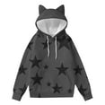 thumbnail image 1 of CheerKidz Women Casual Long Sleeve Hooded Sweatshirt Loose Fit Streetwear Fashion Top for Daily Party Wear Soft Lightweight Pullover with Cat Ears Print(Gray,2XL), 1 of 5