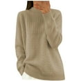 thumbnail image 1 of CheerKidz Women Casual Long Sleeve V Neck Pullover Sweater Soft Knitted Blouse Winter Fashion Top Daily Wear Stylish Loose Fit Cozy Warm Turtleneck Tee(Rose Gold,L), 1 of 6