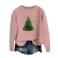 thumbnail image 1 of CheerKidz Women Christmas Printed Round Neck Sweater Long Sleeve Pullover Top Casual Winter Fashion Hoodie Soft Daily Wear Holiday Party Thanksgiving Fall Spring(Pink#1,S), 1 of 4