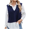 thumbnail image 1 of CheerKidz Women Fashion Casual V Neck Sleeveless Waistcoat Knit Sweater Lightweight Winter Daily Wear Loose Fit Layering Top Cozy Soft Warm(Blue,XL), 1 of 7