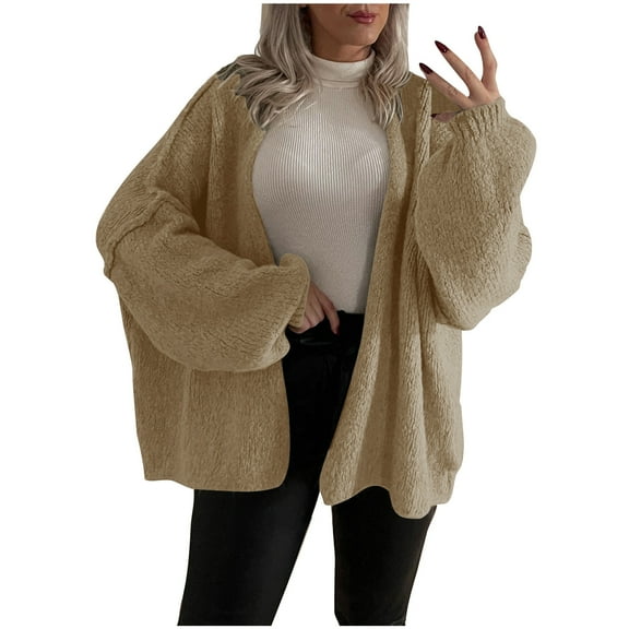 CheerKidz Women Fashion Knit V Neck Cardigan Loose Fit Sweater Casual Everyday Wear Versatile All Season Soft Cozy Lightweight Warm Stylish(Khaki#2,S)