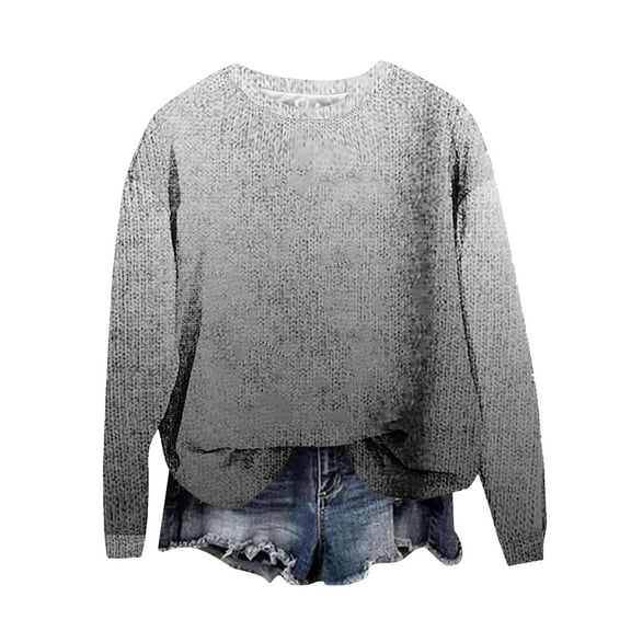 CheerKidz Women Fashion Printed Casual Long Sleeve Loose Sweater Blouse Fashion Winter Spring Pullover Top Stylish Daily Wear Soft Blouse(Gray#1,XL)
