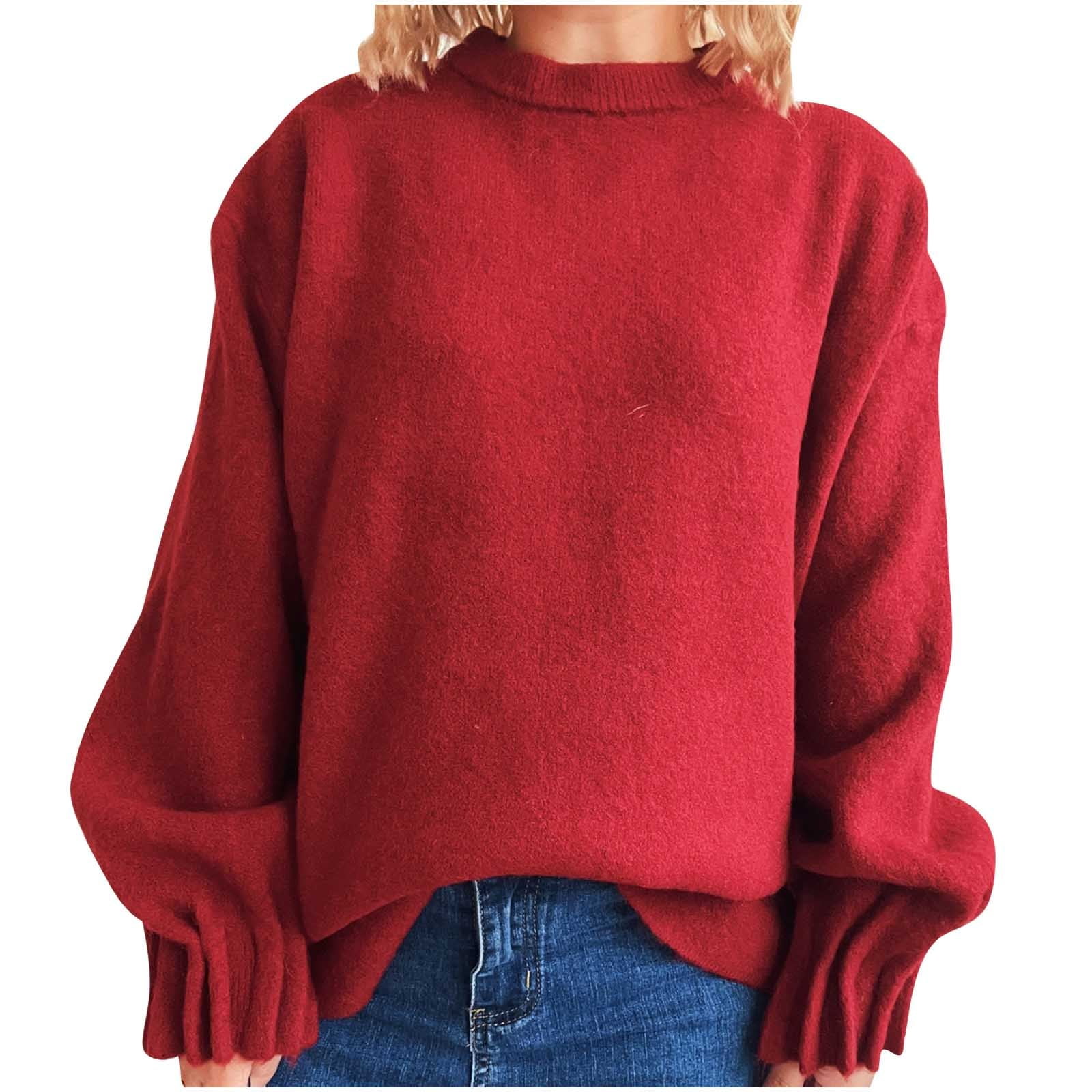 Round Neck Solid Color Loose Pullover Sweater